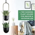 thumbnail image 6 of Modern Metal Hanging Planter for Indoor Outdoor Plants with Hook 2 Tier Boho Wall and Ceiling Flower Pots Baskets Holder Home Office Decor(Black), 6 of 6