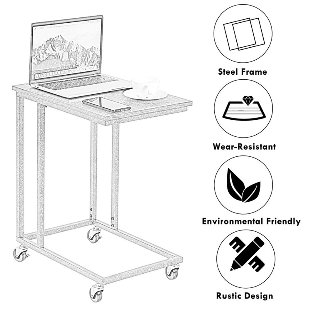 Finihen Side Table, Laptop Holder Sofa Multiple Side End MobileTable, Sofa Side Table, Bed Side Table, for Living Room, Bedroom, Black