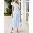 thumbnail image 3 of Vestido midi ZESICA 2025 casual de verano con cuello en V y manga ondulada, 3 of 7