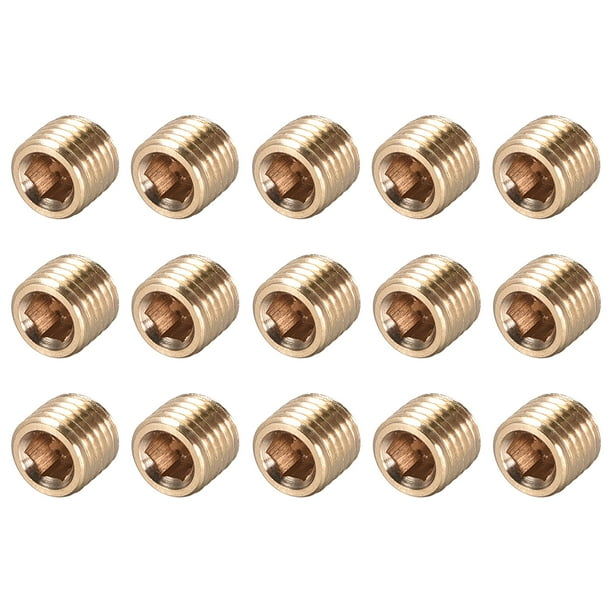 Accesorio de tubería de latón - Tapón avellanado hexagonal 1/16NPT macho con accionamiento de socket, tapones de tubería de 15 pcs