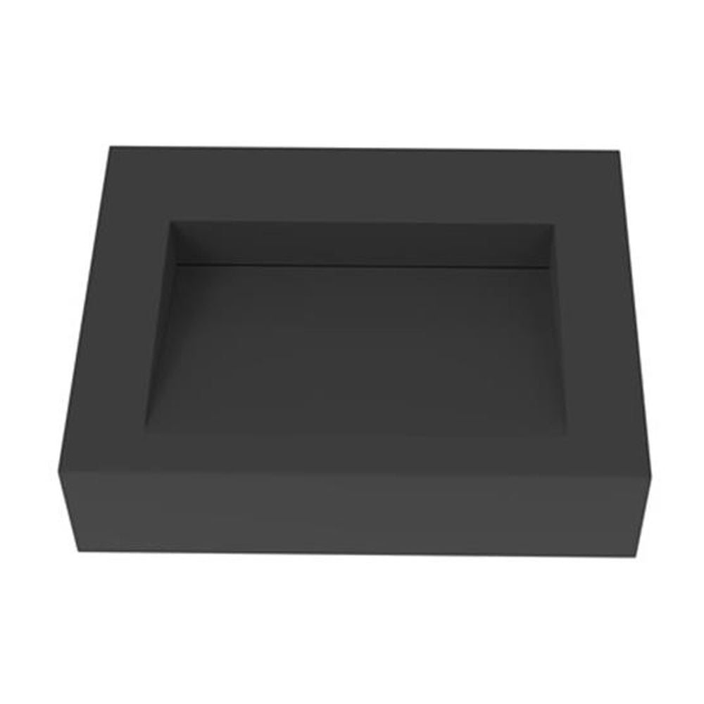 Castello USA Inc Pyramid 24" Solid Surface Bathroom Sink in Black No Faucet Hole