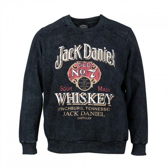Jack Daniel's No. 7 Whiskey Women's Mineral Wash Crew Neck Fleece Sweatshirt-2XLarge