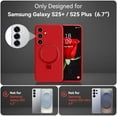 thumbnail image 4 of KOMI for Samsung Galaxy S25+/ S25 Plus Case with Stand, Slim Liquid Silicone Phone Cases for Galaxy S25 Plus Compatible with MagSafe Magnetic Ring Kickstand Case Full Camera Protection, Red, 4 of 5