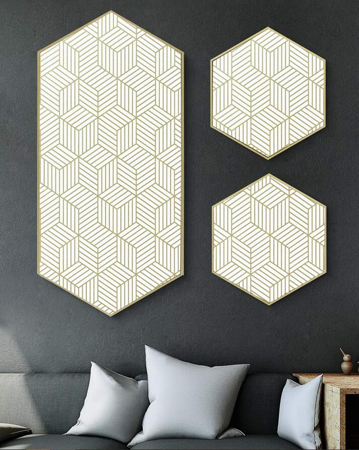Decorative Geometric Stripes Wallpaper, Self-adhesive Removable Peel and Stick Gold White Film, Water Resistant, Easy Clean and Wide Applications for Various Surfaces