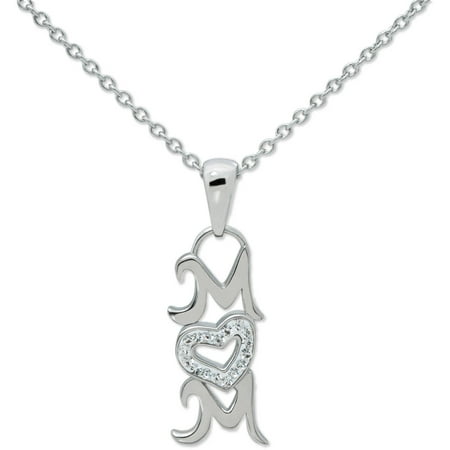 Connections From Hallmark Stainless Steel Crystal Mom Pendant with Chain and Bangle Set