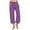 Purple, variant on ZyeKqe Cotton Linen Capri Pants for Women Drawstring Low Waisted Capris Straight Wide Leg Cropped Lounge Trousers