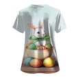 thumbnail image 6 of UngA Easter T-Shirts for Women Funny Bunny Graphic T-Shirt Happy Easter Rabbit Tee Top Holiday Casual Easter Shirts Women (Sky Blue,S), 6 of 7