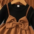 thumbnail image 5 of Baby Girl Dress Long Sleeve Toddler Suspender Dress With Bowknot for Fall Winter Pleated Style, 5 of 7