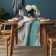thumbnail image 2 of Turquoise Marble Table Runner - 36 Inch Long, Kitchen Dining Table Runner Dresser Scarves, Modern Abstract Gold Stripes Art Farmhouse Decor for Coffee Tables Wedding Party Banquet, 2 of 8