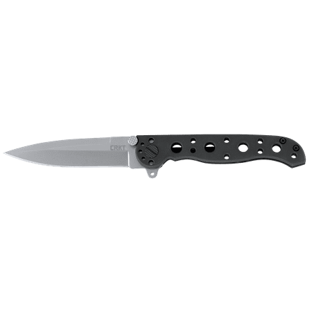 CRKT M16-01S EDC Folding Knife with Bead Blast Finish Spear Point 8Cr13MoV Plain Blade with Stainless Steel Handle with Frame Lock for Safety