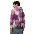 thumbnail image 4 of Honeii Purple And Pink Tulip Bouquet Print Hoodies for Men, Pullover & Full Zip, Breathable Zip up Hoodie, Sweatshirt-Large, 4 of 5