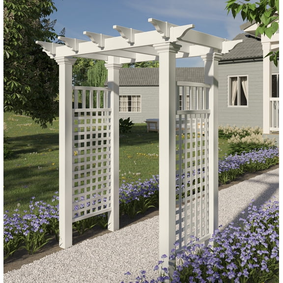 Vita 58" x 32" x 86.5" Fairfield Classic Vinyl Arbor, White, VA84226