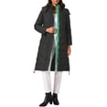 thumbnail image 2 of Abrigo largo de invierno para mujer INSPIRE CHIC, chaqueta acolchada con capucha y cierre, color negro, 2 of 6