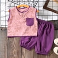 thumbnail image 2 of Rvasteizo Boys Girls Outfit Set Solid Sleeveless Top Long Pant With Cuff Pocket Toddler Loungewear Outfit for 0-10 Years, 2 of 5