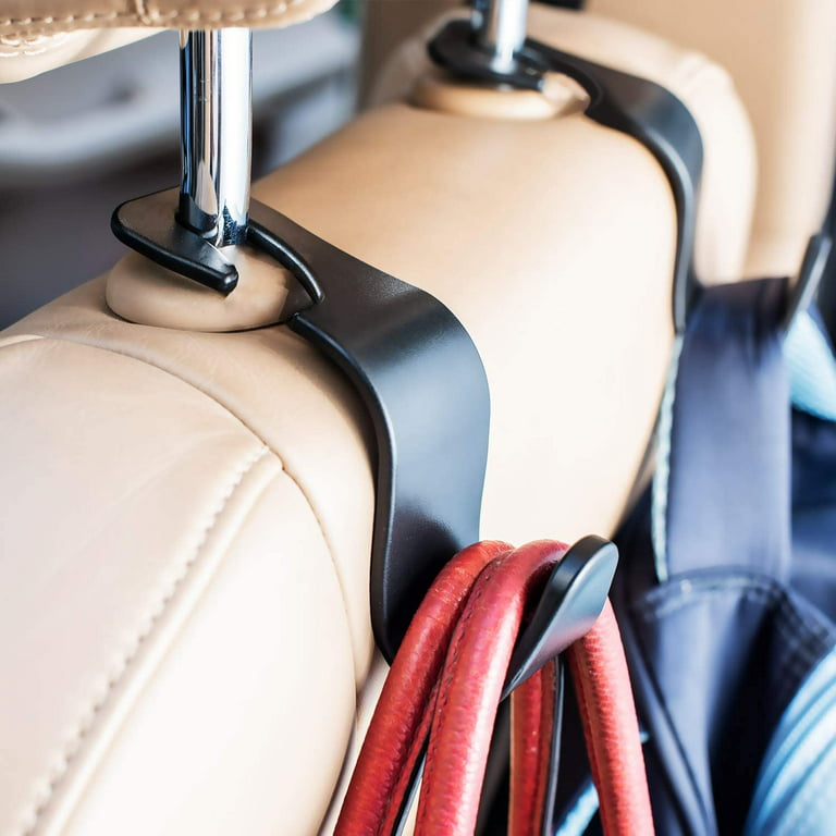 4 Pack Vehicle Back Seat Headrest Hook Hanger for Purse Grocery Bag Handbag