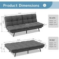 Yangming Armrest Convertible Futon Sofa Bed for Living Room, Dark Gray