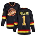 thumbnail image 1 of Kirk McLean Chandail Rétro des Fanatics Noir des Canucks de Vancouver Signé, 1 of 2