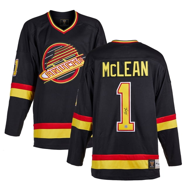 Kirk McLean Chandail Rétro des Fanatics Noir des Canucks de Vancouver Signé
