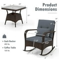 thumbnail image 2 of Costway 3 PCS Rocking Bistro Set with Removable Cushions & Tempered Glass Top Coffee Table Grey, 2 of 10