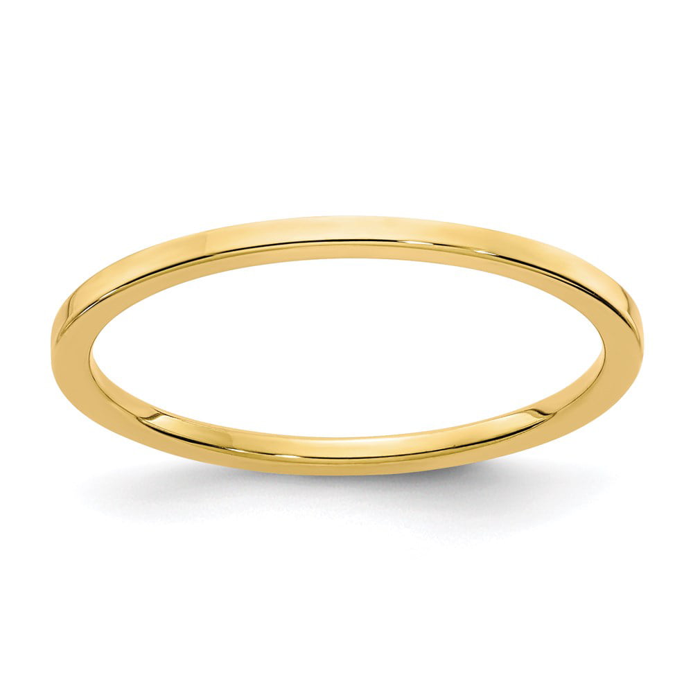 14K Yellow Gold 1.2MM Flat Stackable Band Ring, Size 10