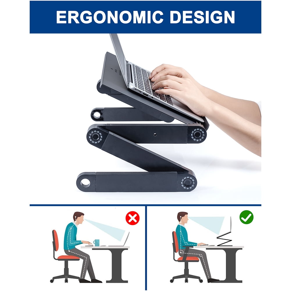 Private Jungle Adjustable Laptop Stand Laptop Desk with 2 CPU Cooling USB Fans for Bed Aluminum Lap Workstation Desk with Mouse Pad, Black Private Jungle Adjustable Laptop Stand Laptop Desk with 2 CPU Cooling USB Fans for Bed Aluminum Lap Workstation Desk with Mouse Pad, Black
