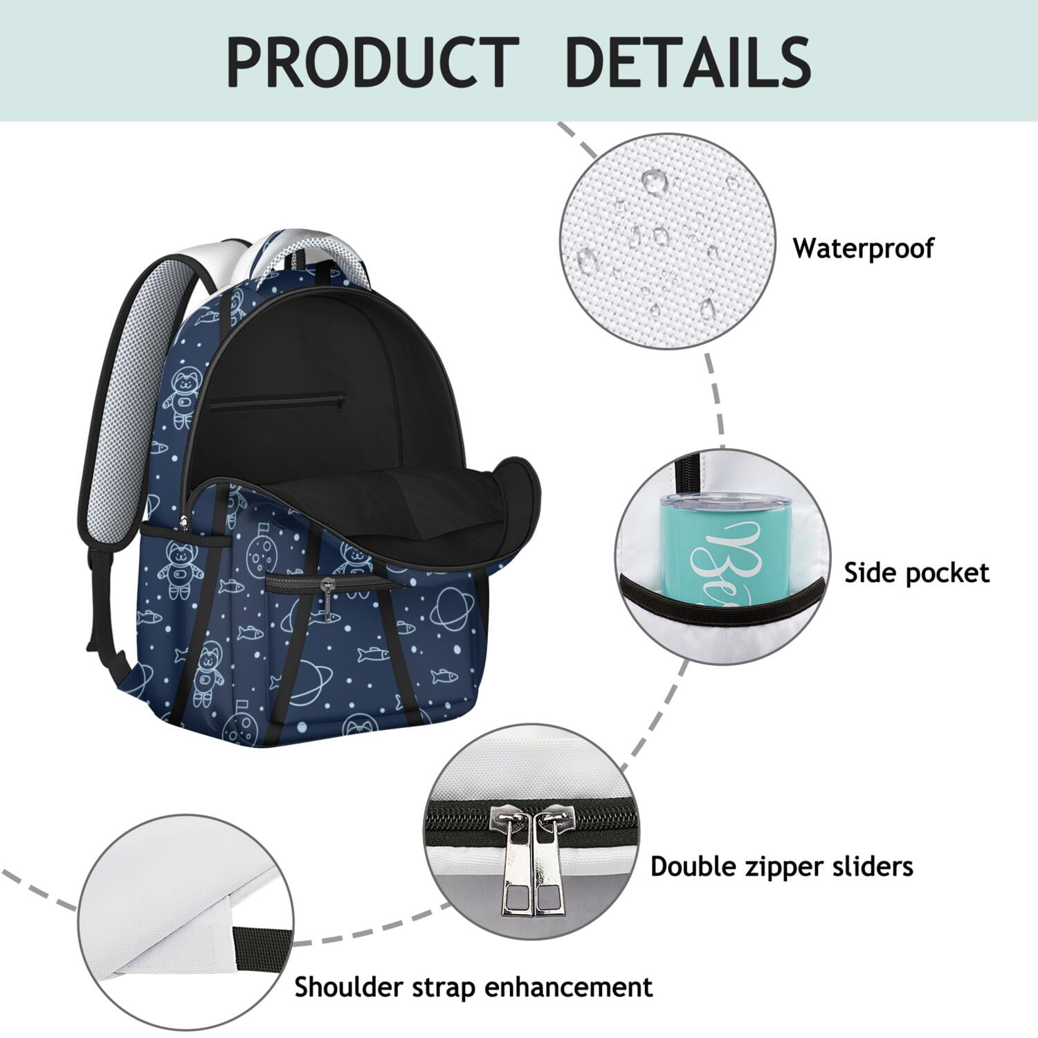 Space Galaxy Waterproof School Backpack with Ergonomic Spinal Support for Teens & College Students