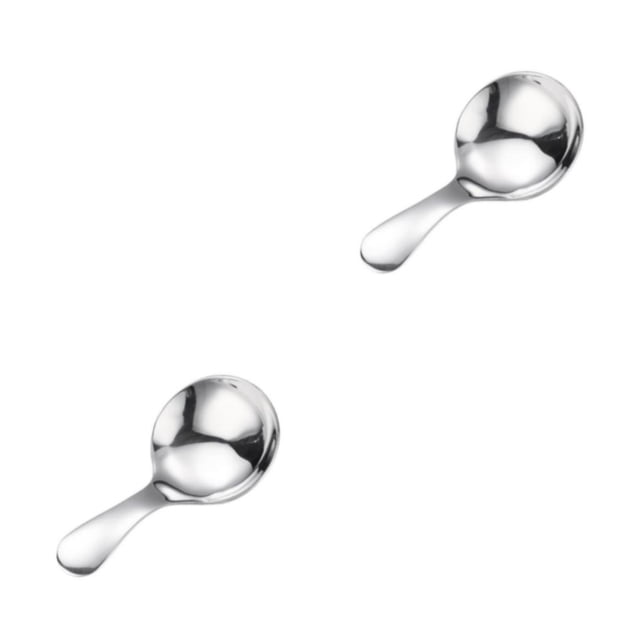 kurtrusly Stainless Steel Teaspoon Smooth Washable Sugar Salt Powder Coffee Tea Cake Ice-cream Soup Dessert Spoon Flatware Silver 2Set
