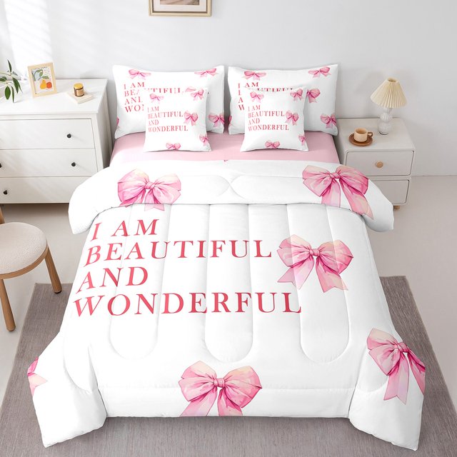 Erosebridal Literie Nœud de Rêve Format Grand, Ensembles de Literie Princesse avec Nœud Format Grand, Déco de Chambre Nœud Papillon, Réversible
