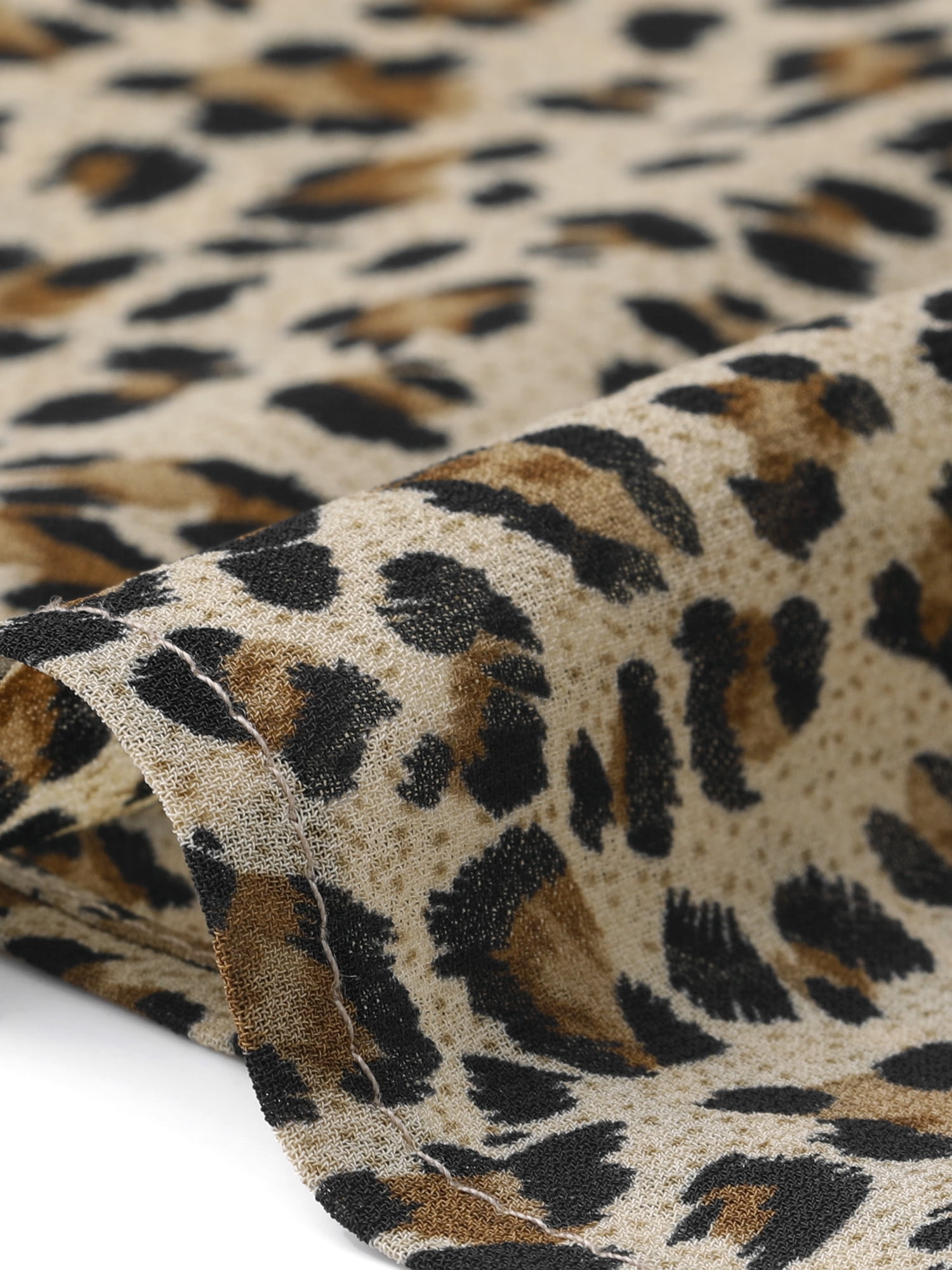 DARING DIVA Women's Leopard Print Top Sleeveless V Neck Cheetah Ruffle Tank L Brown