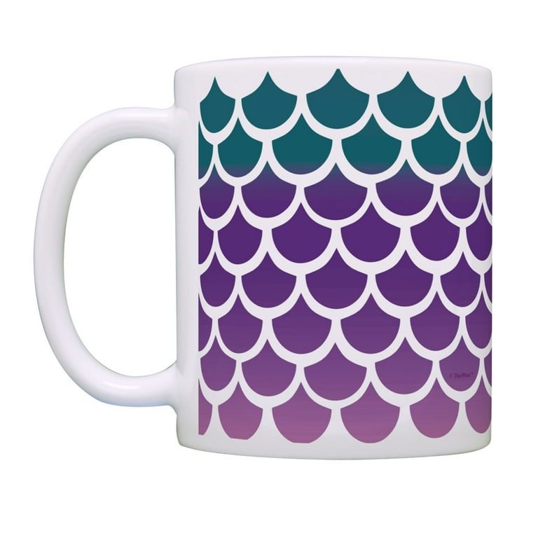 ThisWear Mermaid Gifts Colorful Mermaid Cups Dragon Scale Mugs Cool 11  ounce 2 Pack Coffee Mugs Purple & Teal 