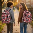 thumbnail image 3 of Chririnla Red, Gray & White Camouflage Pattern Lightweight Laptop Bookbag with Breathable Multi-Pocket Casual Daypack, Water Repellent 17 Inch Elementary School Bag for Daily Use Middle High School, 3 of 10