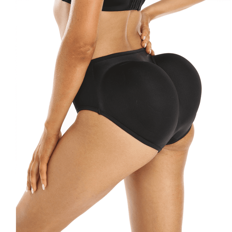 BIMEI One-piece Seamless 3D Butt Lifter Padded Panties Hip Enhancer  Underwear Control Briefs,Black,XL