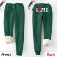 thumbnail image 2 of IROINNID Clearance Fleece Sweatpants for Women Thermal Printed Winter Pants Lamb Fleece Elastic Thickened Plush Warm Sweatpants Long Pants,Green, 2 of 8