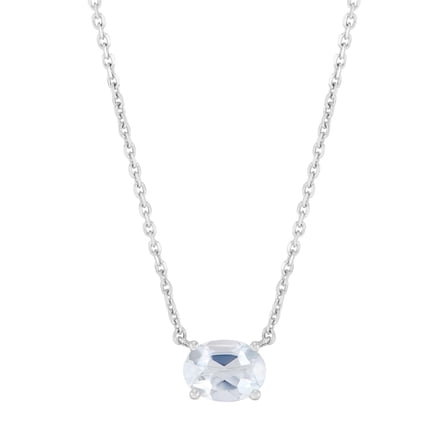 Brilliance Fine Jewelry Oval White Topaz Necklace in Sterling Silver