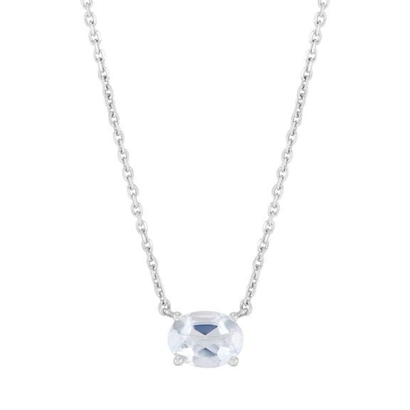 Brilliance Fine Jewelry Oval White Topaz Necklace in Sterling Silver