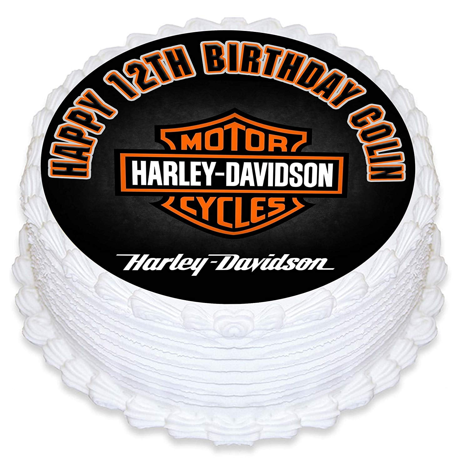 Harley Davidson Edible Cake Image Topper Personalized Birthday Party 8 Inches Round Walmart Com