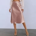 thumbnail image 2 of MIXUE Skirts For Women Summer Solid Color High Waist A Line Elegant Casual Midi Skirt Holiday-Wear,Pink,L, 2 of 5