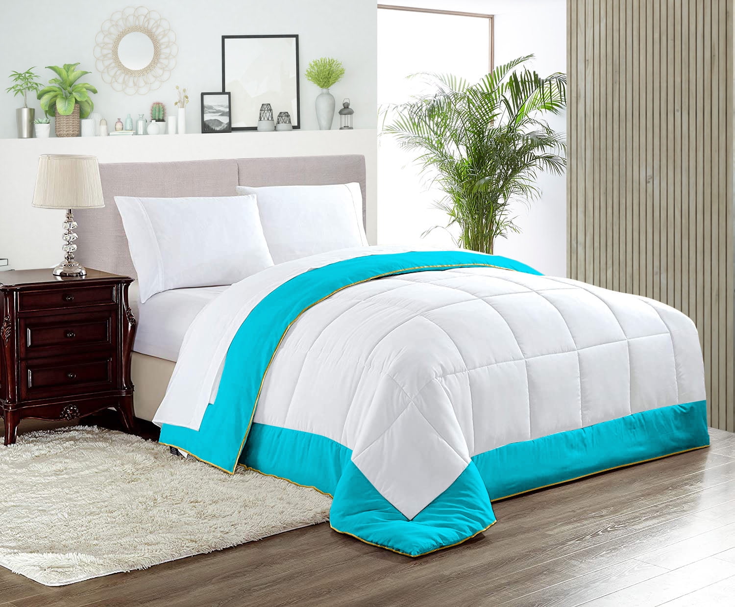 Super King Plus Plus Comforter Dual Tone Turquoise Blue Comforter with