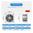 thumbnail image 2 of 6''7'' Booster Fan Extractor Exhaust Fan Ventilation Pipe Fan For Bathroom Toilet Kitchen Wall Window Stainless Steel Fan ,Fast Wind Speed, 2 of 7