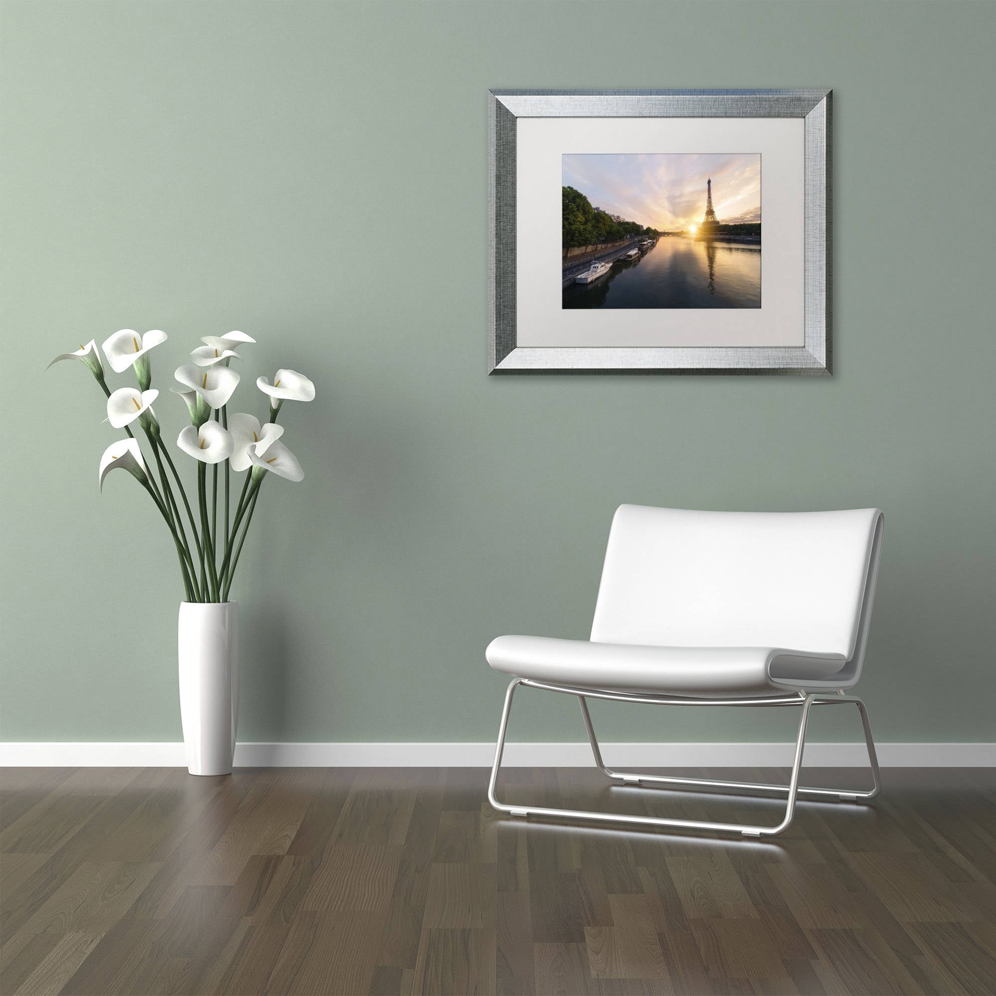 Trademark Fine Art 'Stay Up Paris' Canvas Art by Mathieu Rivrin, White Matte, Silver Frame