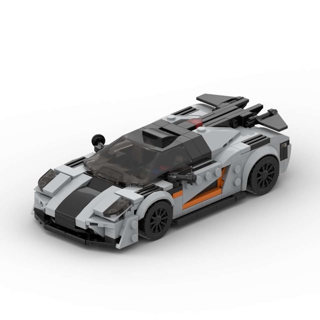 MOC Koenigsegg One1 Hypercar Kit de construcción (345 piezas) Megacar gris claro réplica con aerodinámica detallada, proyecto de construcción desafiante para entusiastas expertos y adultos jóvenes