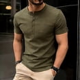thumbnail image 2 of LMOIPLI Mens Slim Fit Henley T Shirt with Button Placket Soft Breathable Cotton Blend Short Sleeve Tee for Casual Daily Wear Army Green XXL, 2 of 9