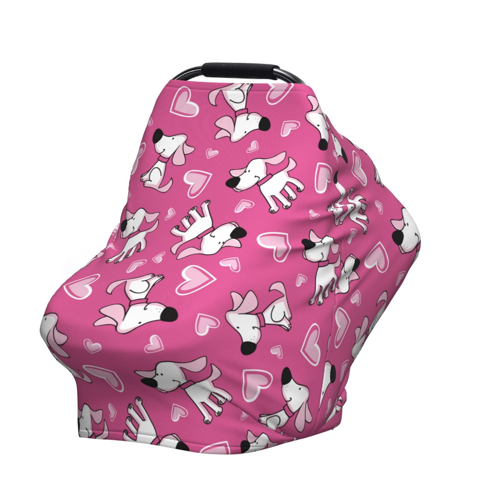 Fotbe Love Dog Pattern Car Seat Covers for Babies, Nursing Breastfeeding Cover Infant Carseat Canopy, Soft Stretchy Carrier Cover