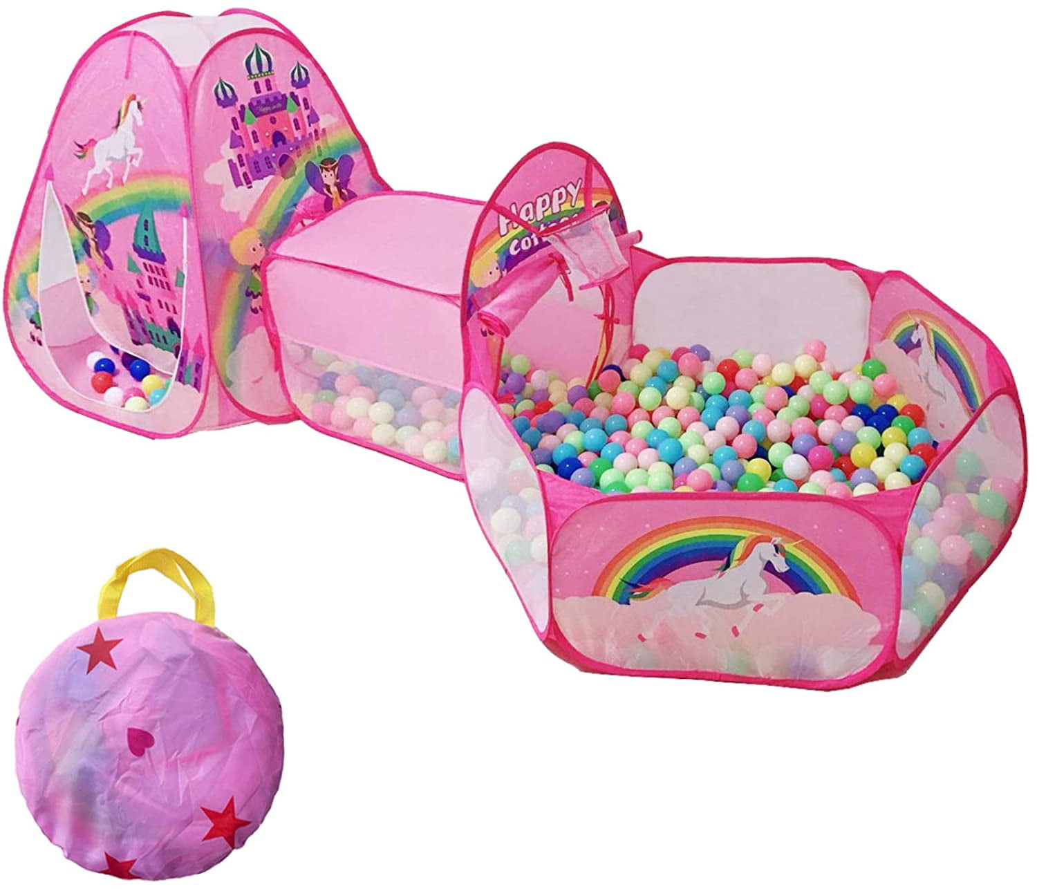 TTLOJ 3 in 1 Pop Up Kids Play Tent for Girls with Ball Pit, Play Tent