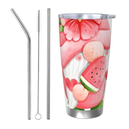 

Matuu Watercolor Tropical Gnomes for 20oz Durable Thermal Cups Keep Drinks Cold and Hot Insulated Car Mug with Lid-Straw Three-piece Set