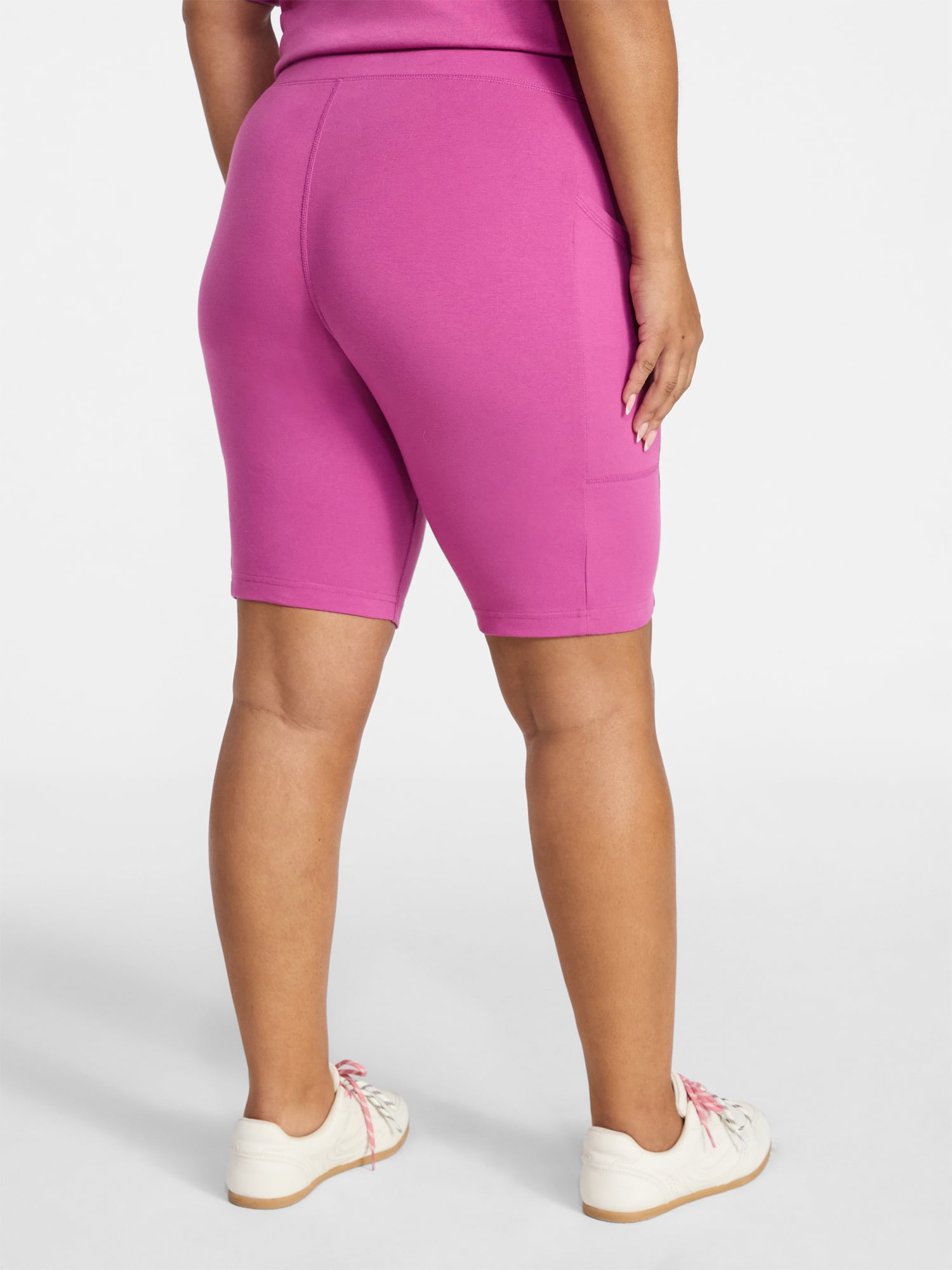 Terra & Sky Women's Plus Size Bike Shorts with Pocket, Sizes 0X-5X