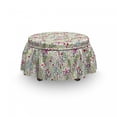 thumbnail image 3 of Spring Ottoman Cover, Pointy Petals Flowers Art, 2 Piece Slipcover Set with Ruffle Skirt for Square Round Cube Footstool Decorative Home Accent, Standard Size, Multicolor, by Ambesonne, 3 of 5