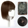 thumbnail image 4 of viviabella Hair Toppers for Women Clip in Human Hair Pieces With Bangs 8” 12” Silk Base Crown Top Toupee Fringe for Loss Thinning Hair Replacement Extensions for Straight Hair, 4 of 8
