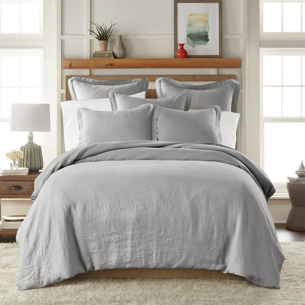 Levtex Home 100 Linen Twin Duvet Cover Washed Linen in Light