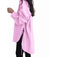 thumbnail image 3 of Women'S Oversized Button Down Shirts Split High Low Long Sleeve Blouses Pink XL, 3 of 8
